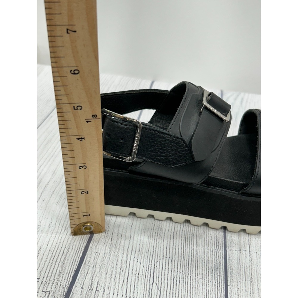 Hunter Sandals Womens Size 8? Black Leather Double Buckle Strap Platform Chunky - Picture 11 of 13